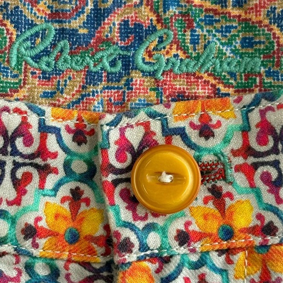 Robert Graham Linen Cotton Shorts Mens 38 Multicolor Floral Geometric 9" Inseam - Picture 3 of 9